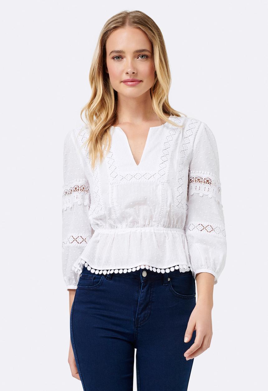 Forever New (Spree) - Tiffany Splice Boho Blouse White