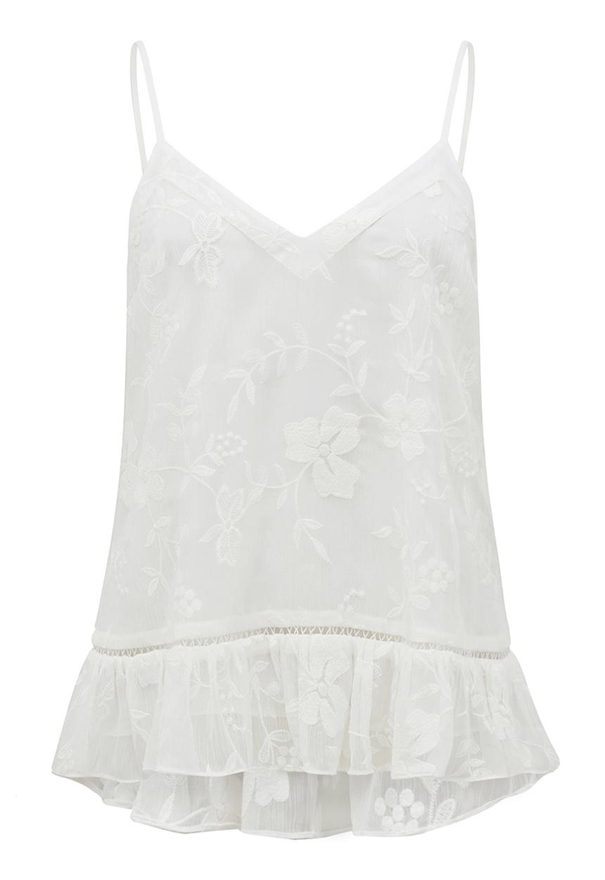 Forever New (Spree) - Charlene Ruffle Embroidered Top White