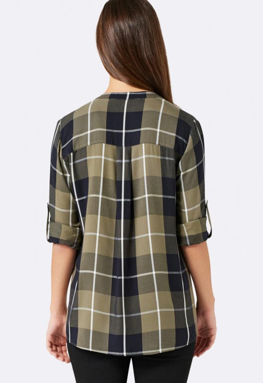Forever New (Spree) - Jessica Check Wrap Shirt Khaki Green