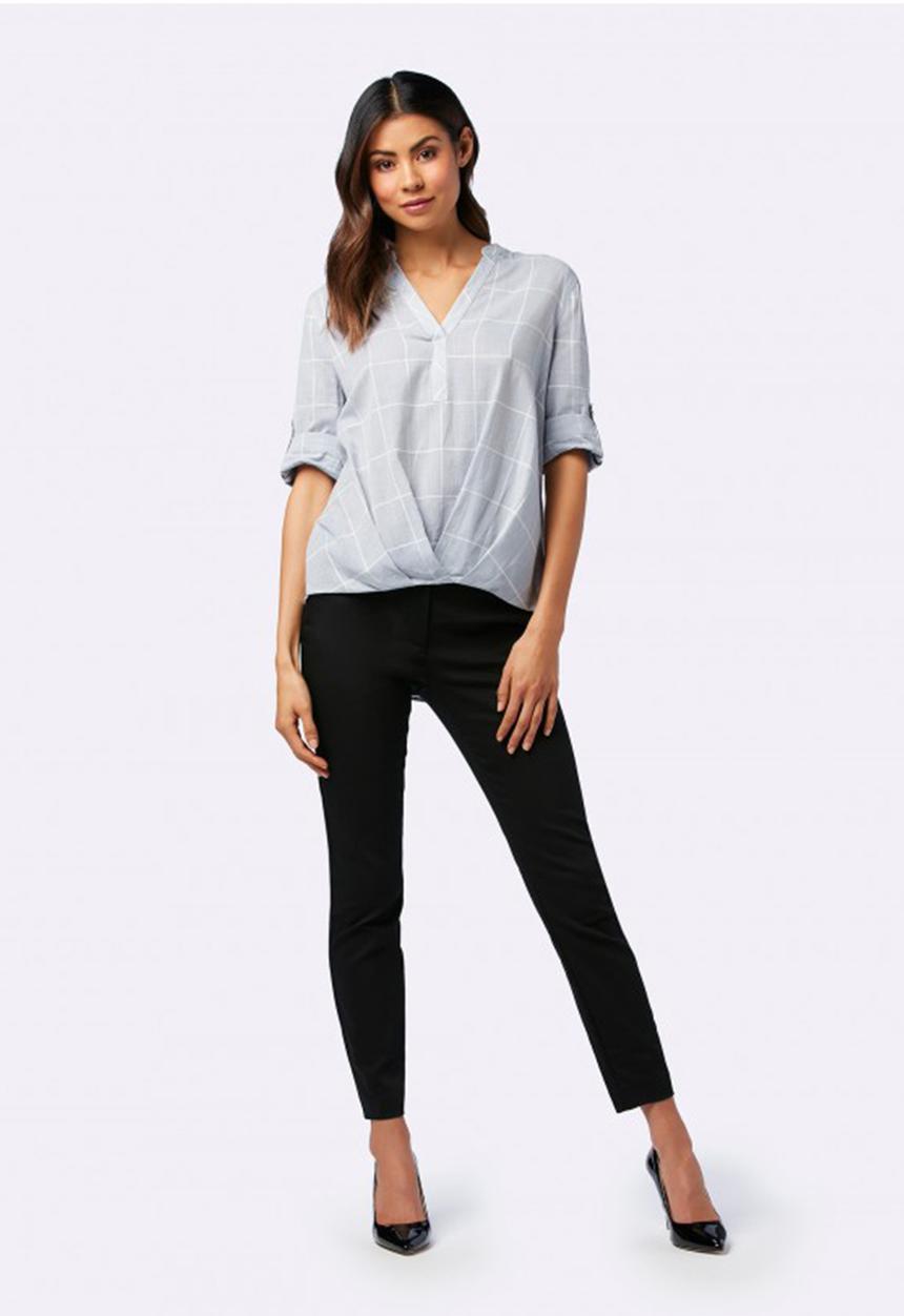 Forever New (Spree) - Patsy Tuck Front Check Blouse Pale Blue