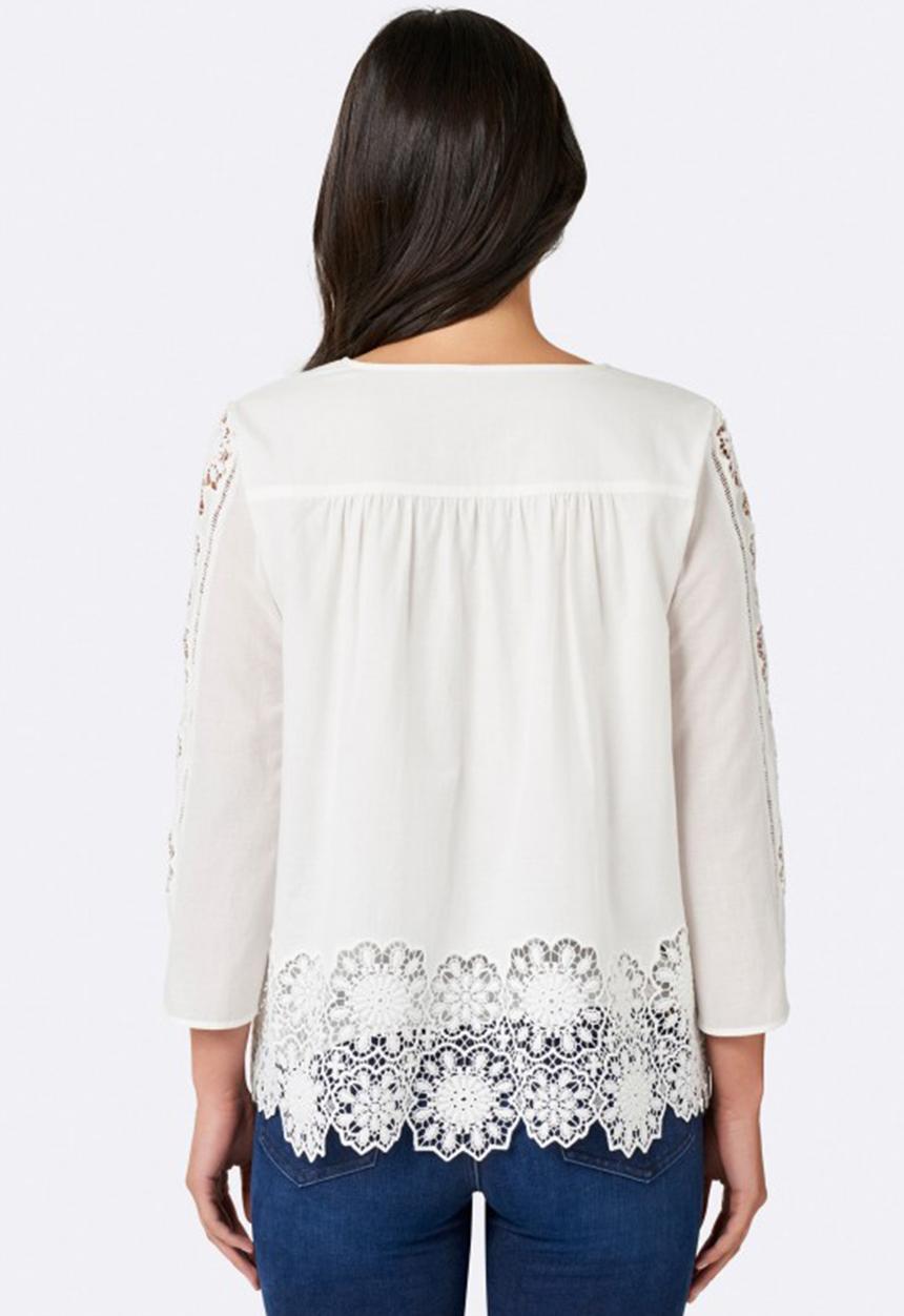 Forever New (Spree) - Lana Lace Floral Embroidery Blouse Off White