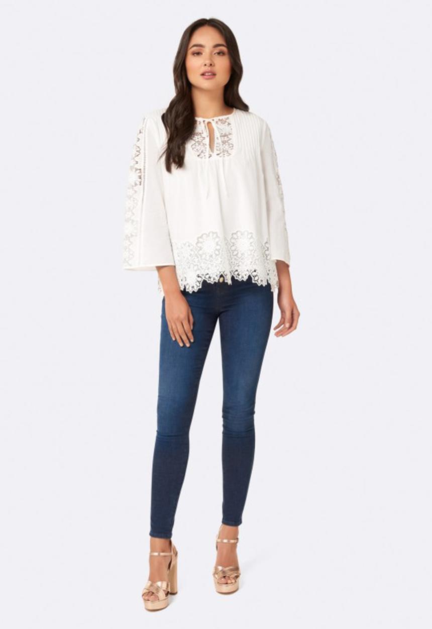 Forever New (Spree) - Lana Lace Floral Embroidery Blouse Off White