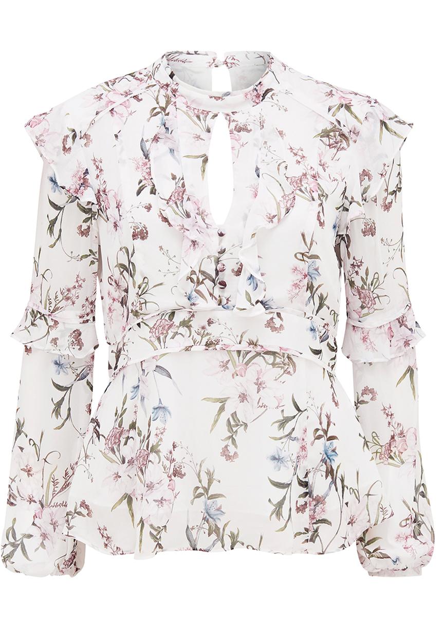 Forever New (Spree) - Perlitta Printed Frill Blouse White