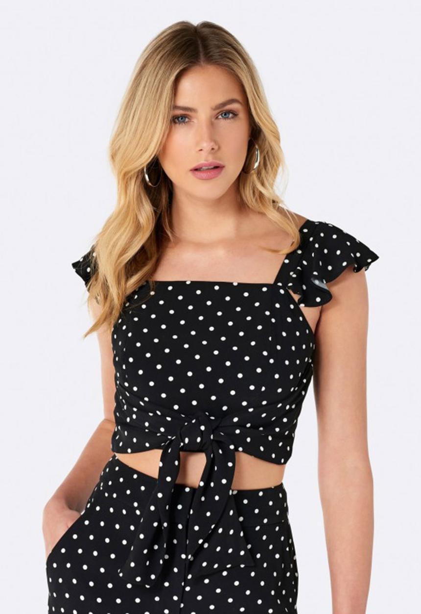 Forever New (Spree) - Holly Wrap Cropped Top Black and White