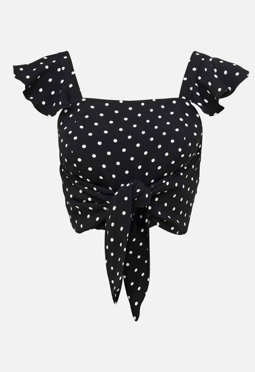 Forever New (Spree) - Holly Wrap Cropped Top Black and White