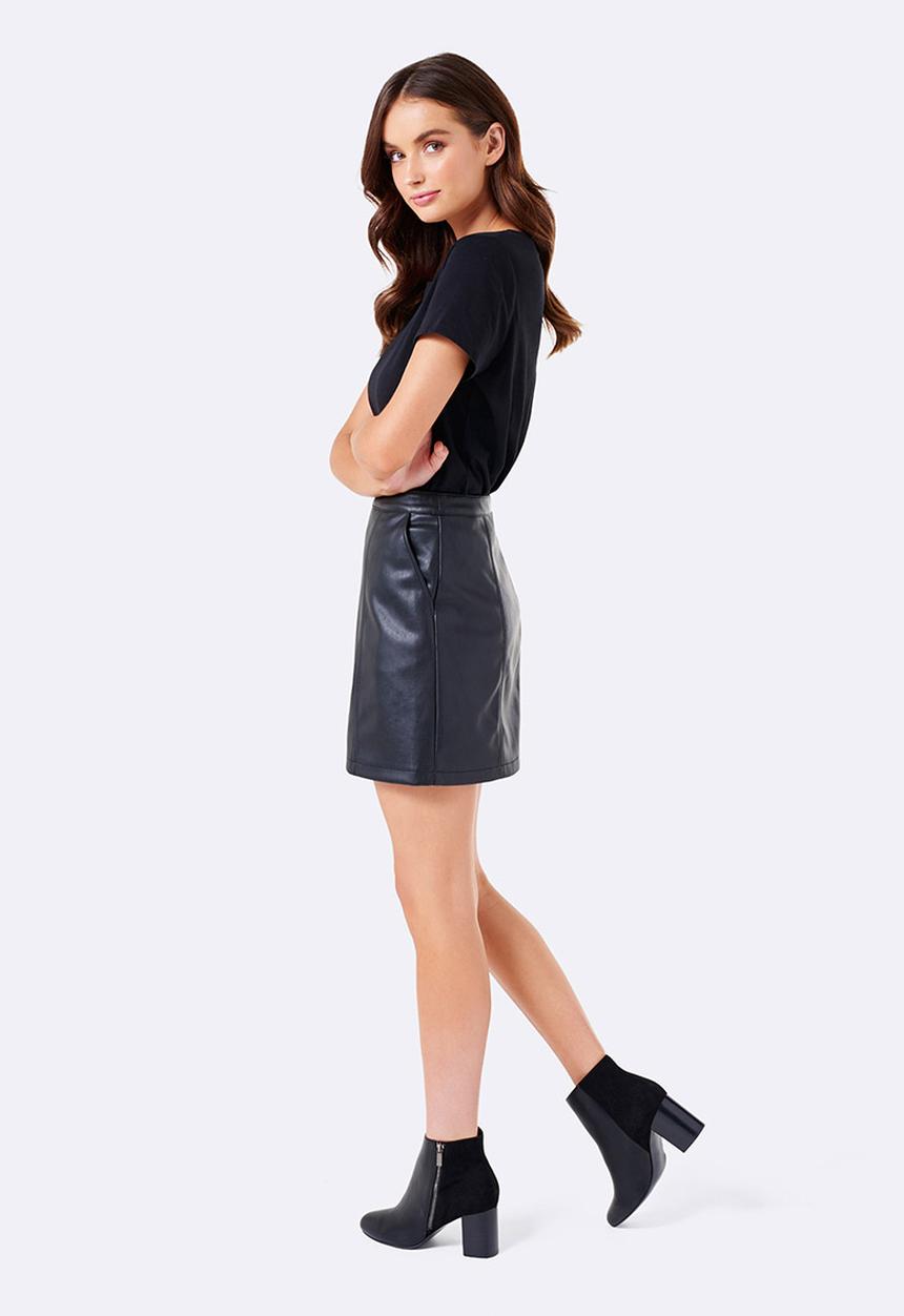 Forever New (Spree) - Mia Panelled Leather Look Mini Skirt Black