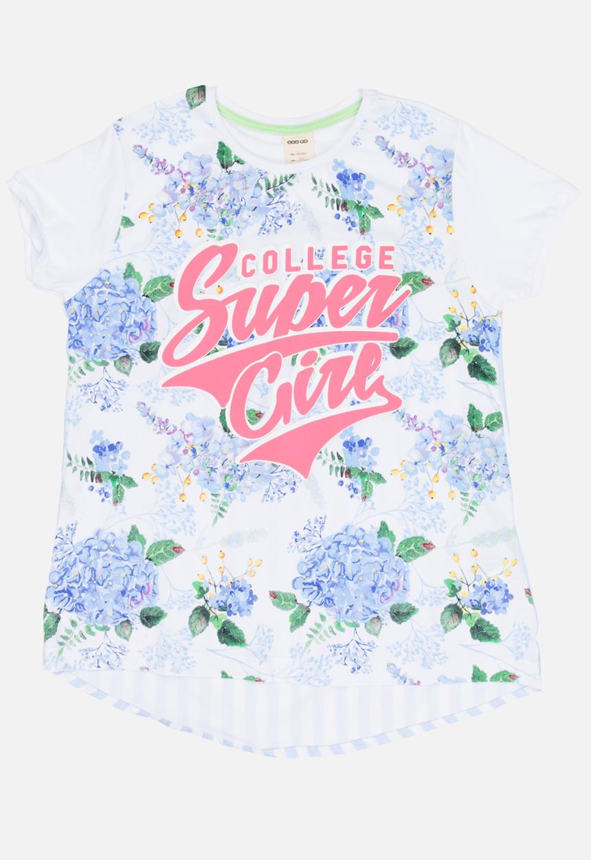 Soobe - Girl Short Sleeve Printed  Tee White