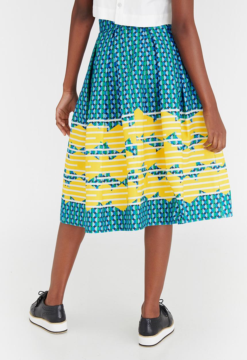 Chulaap - Optical Print 50s Skirt Multi-colour