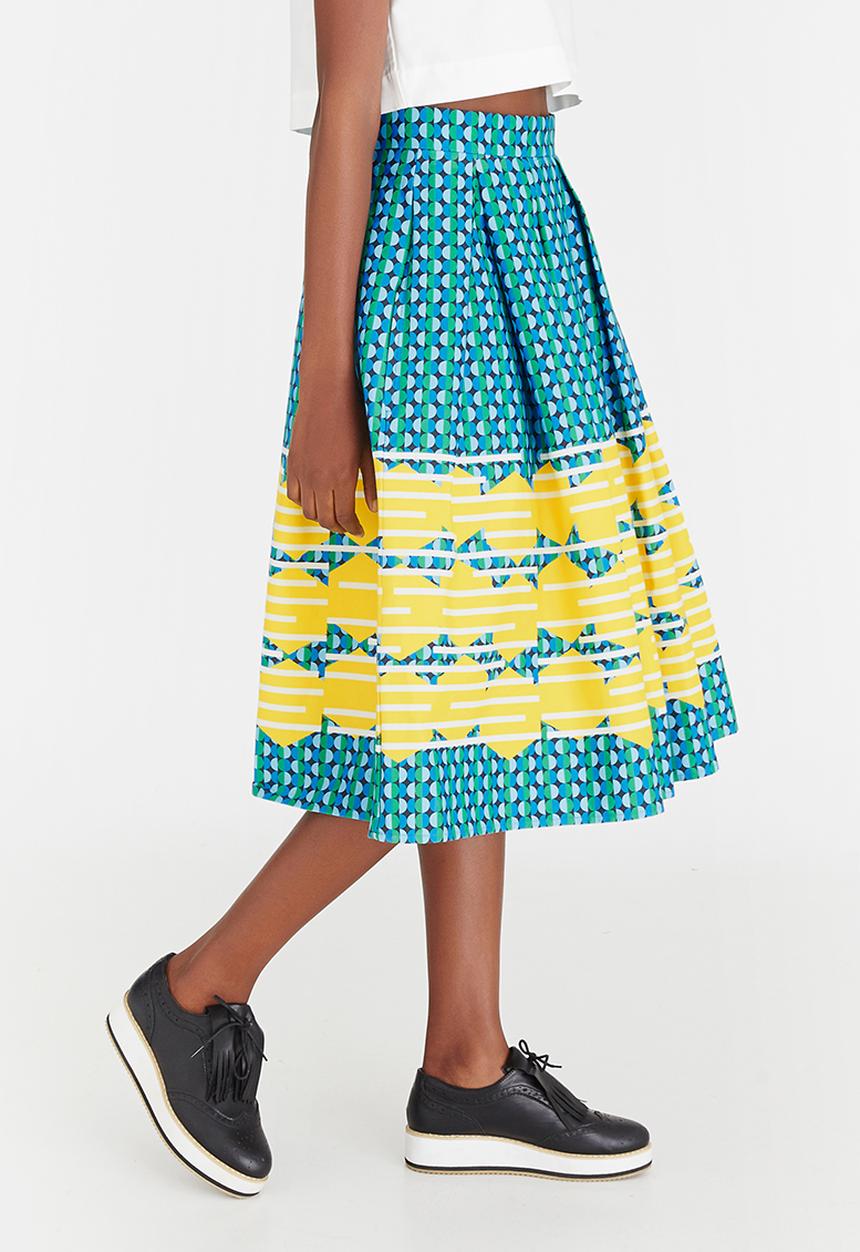 Chulaap - Optical Print 50s Skirt Multi-colour