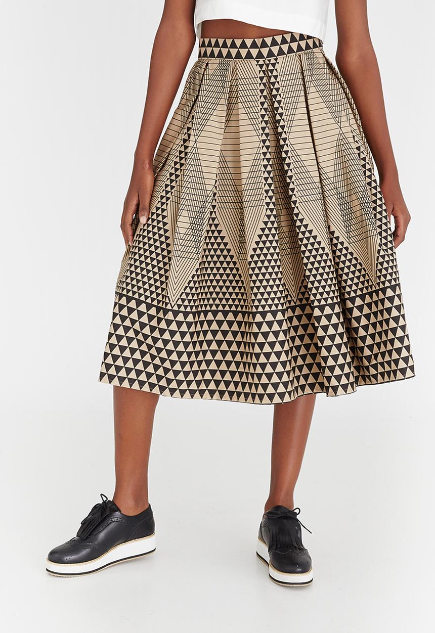 Chulaap - Diamond Print 50s Skirt Stone