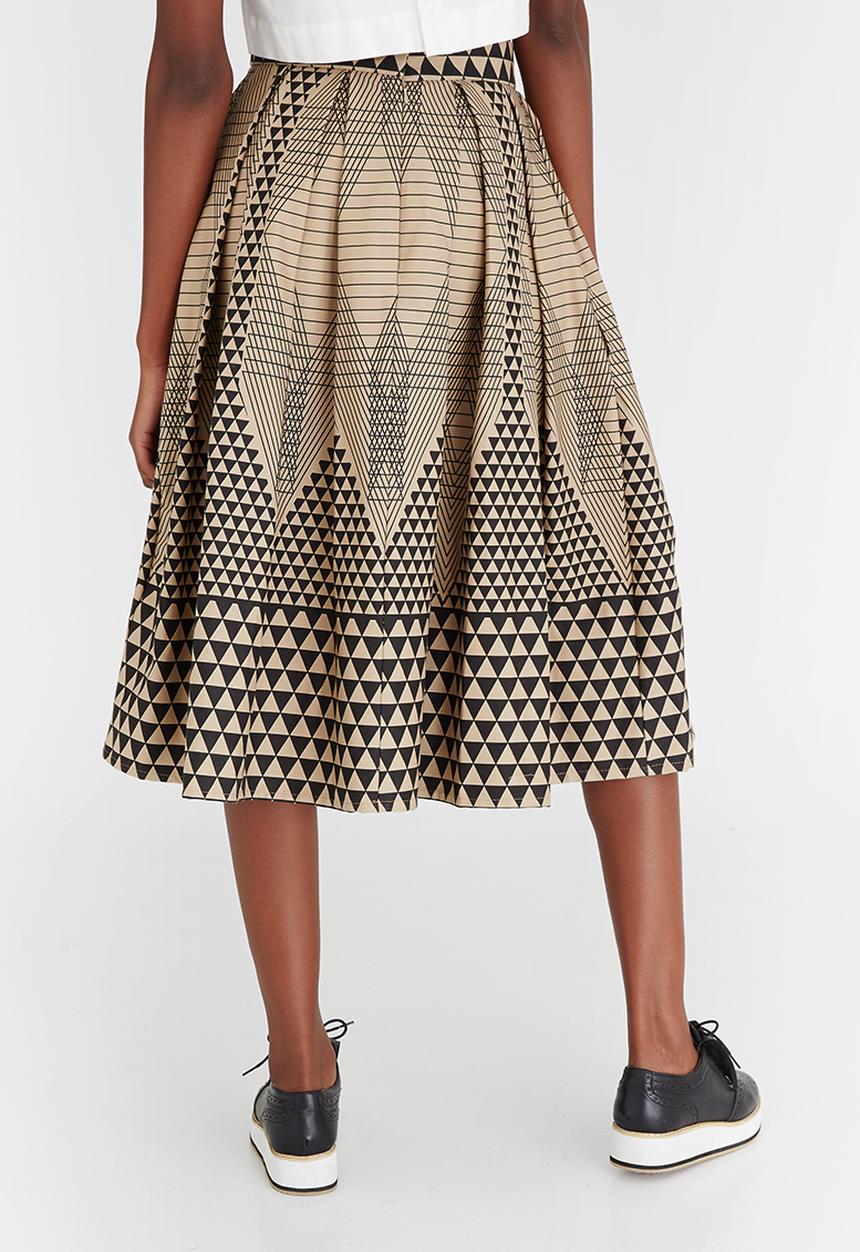Chulaap - Diamond Print 50s Skirt Stone