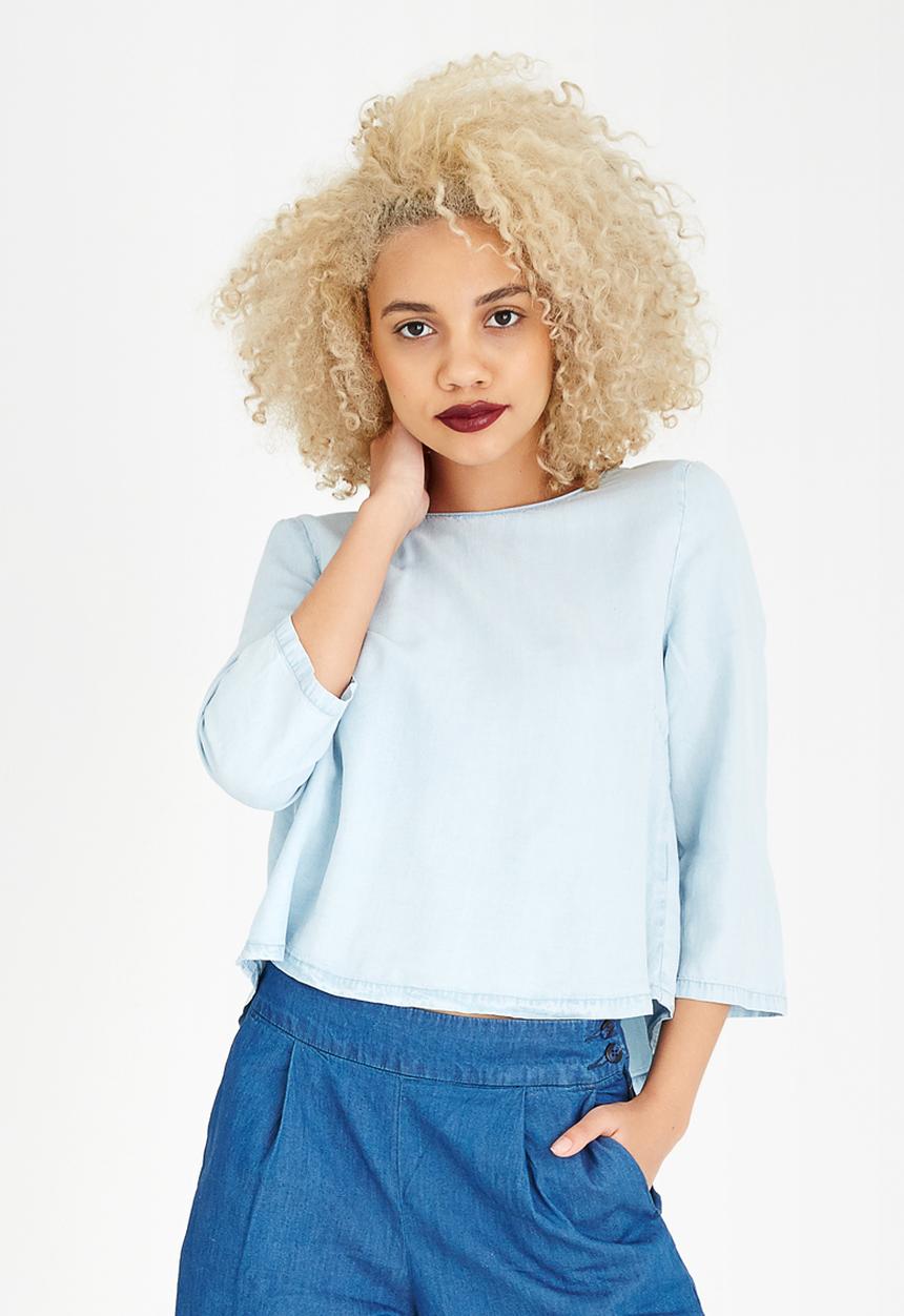 ONLY - Mariah Frill Detail Top Pale Blue