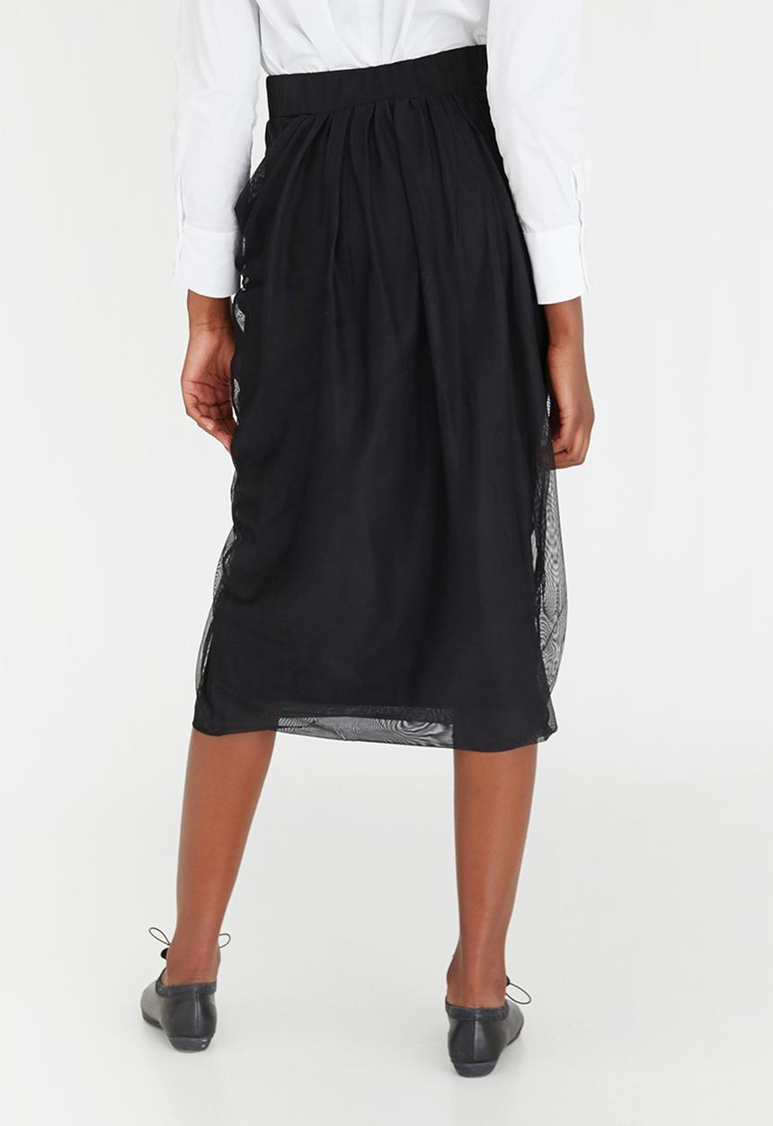 Leigh Schubert - Hayden Draped Midi Skirt Black