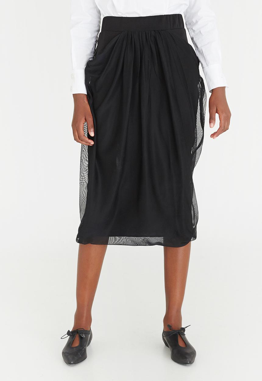 Leigh Schubert - Hayden Draped Midi Skirt Black