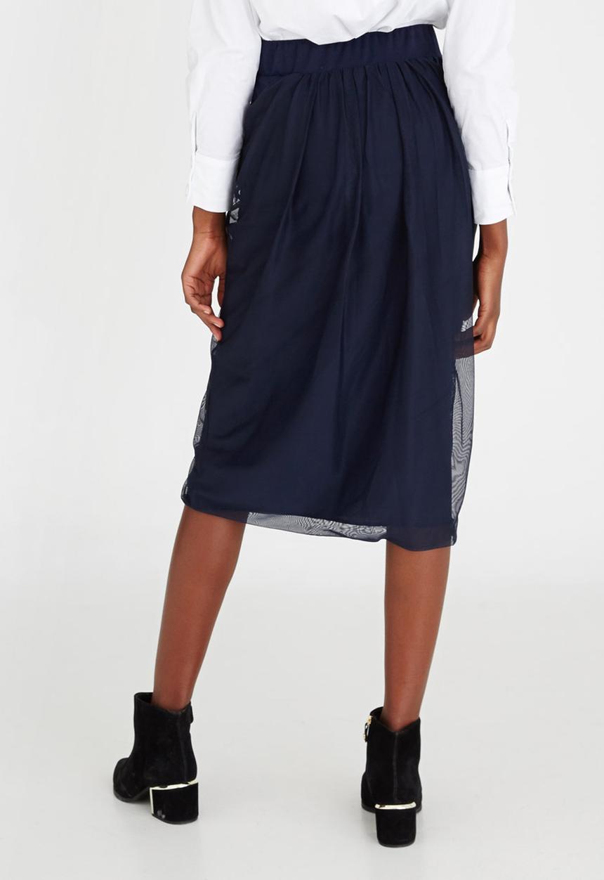 Leigh Schubert - Hayden Draped Midi Skirt Navy
