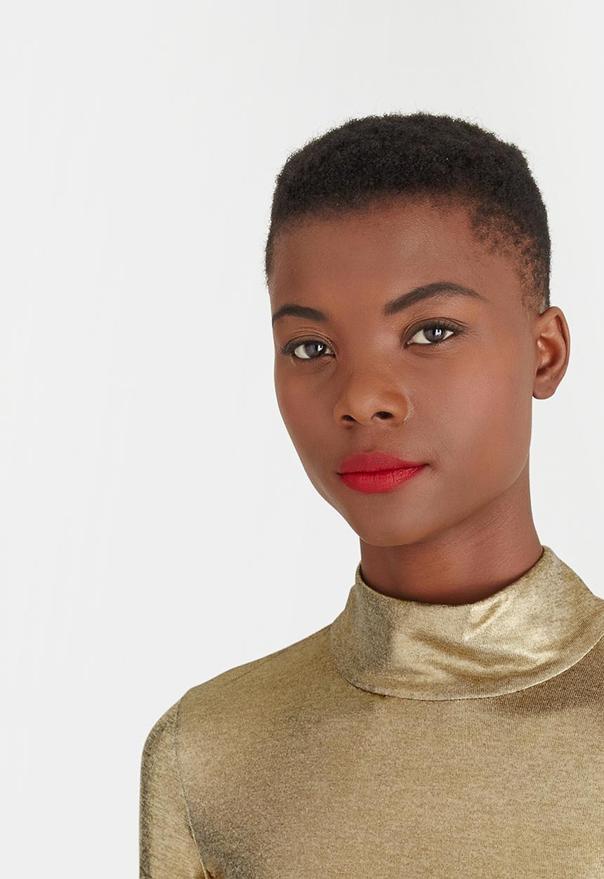 DAVID by David Tlale - Metallic Crew Top Gold