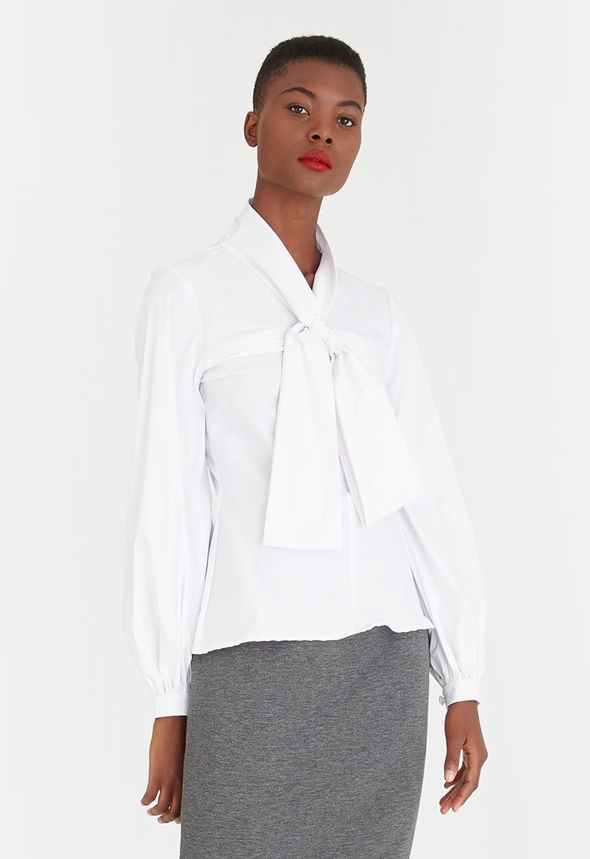 DAVID by David Tlale - Roslyn Bow Blouse White
