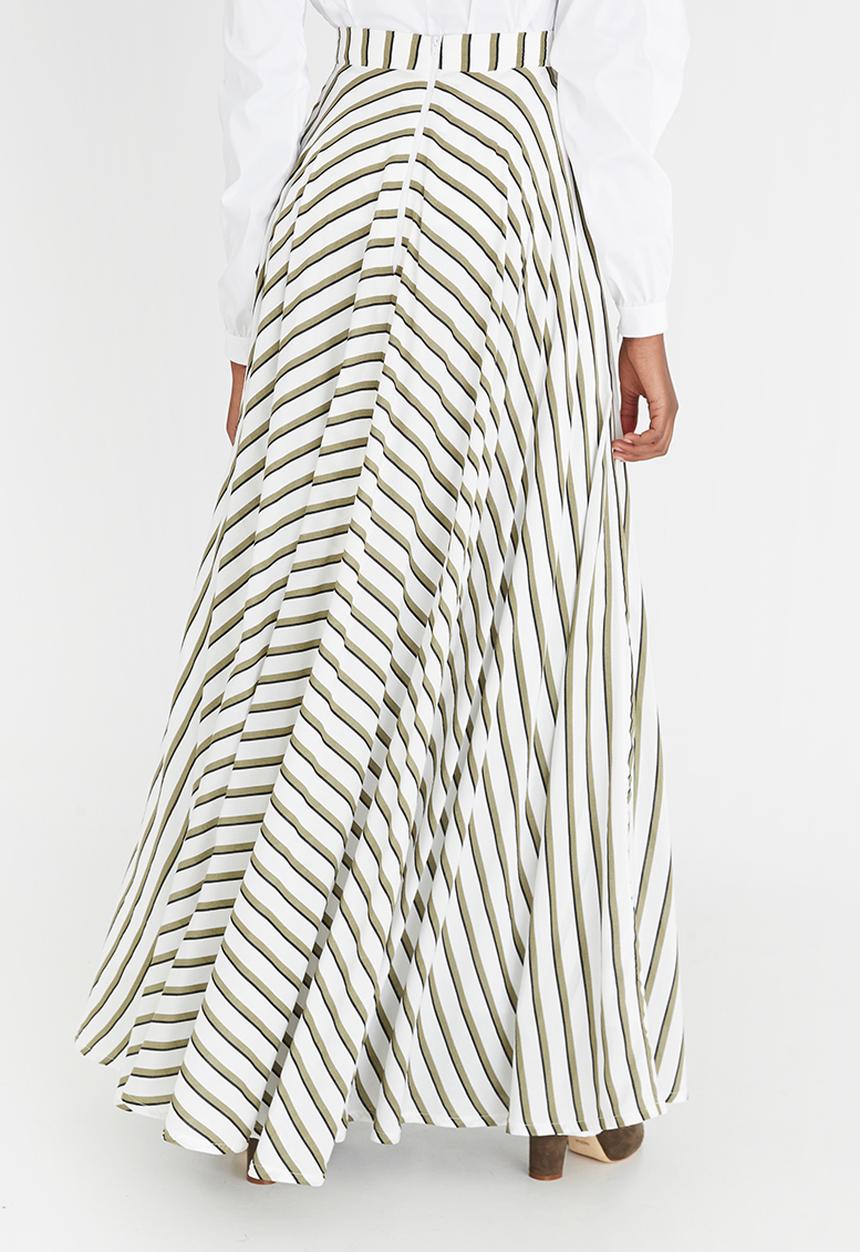 DAVID by David Tlale - Striped Full Circle Skirt Green
