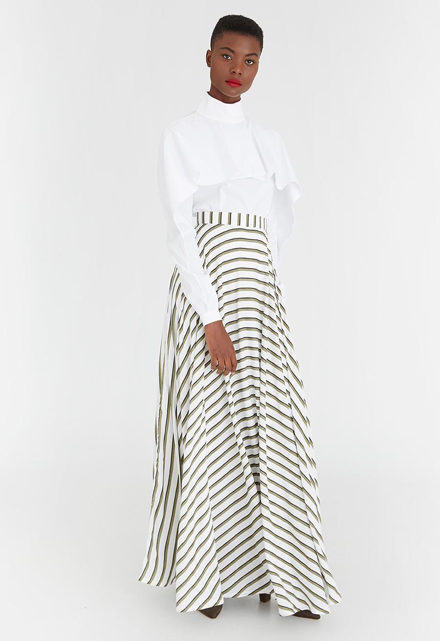 DAVID by David Tlale - Striped Full Circle Skirt Green