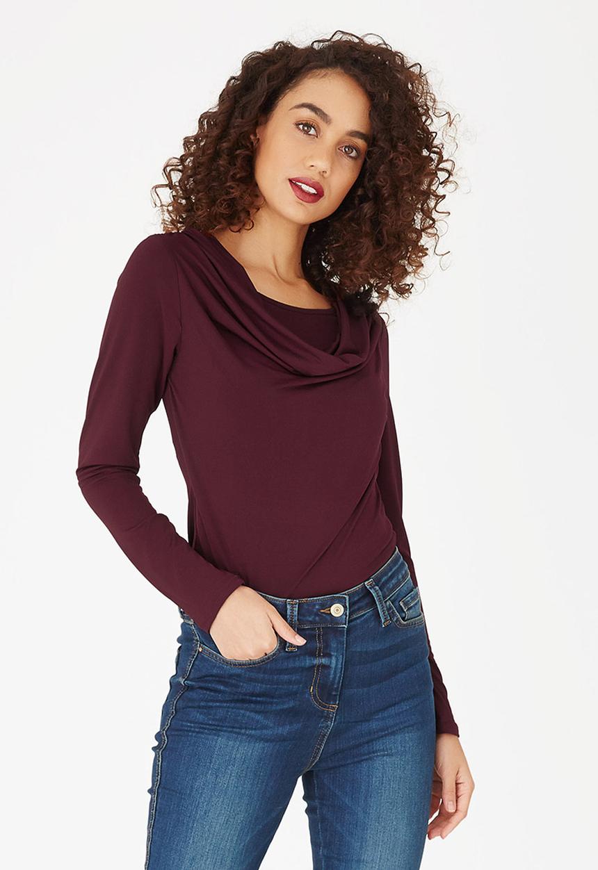 edit - Cowl Neck Top Burgundy