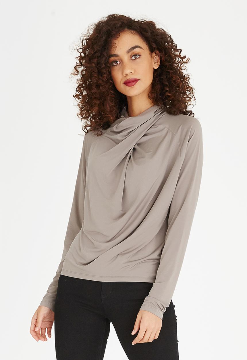 edit - Wrap-over Cowl Top Grey