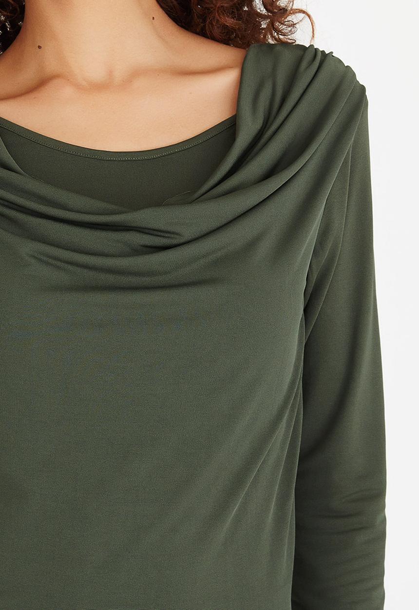 edit - Cowl Neck Top Khaki Green