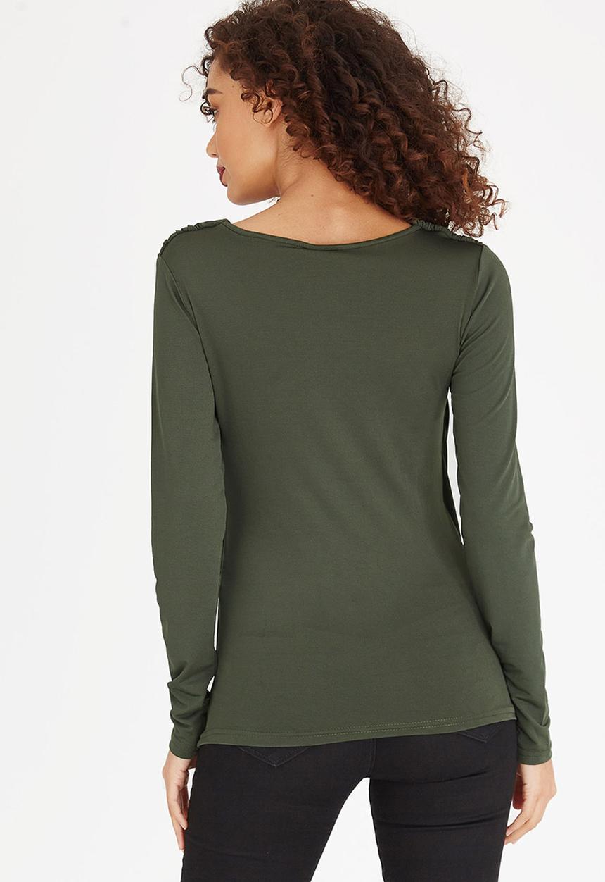 edit - Cowl Neck Top Khaki Green
