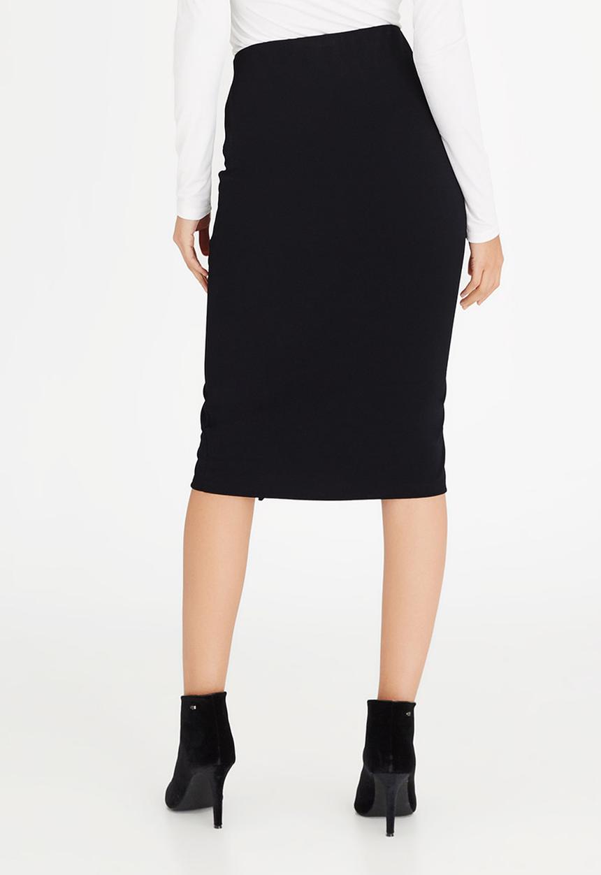 edit - Eyelet Detail Midi Skirt Black