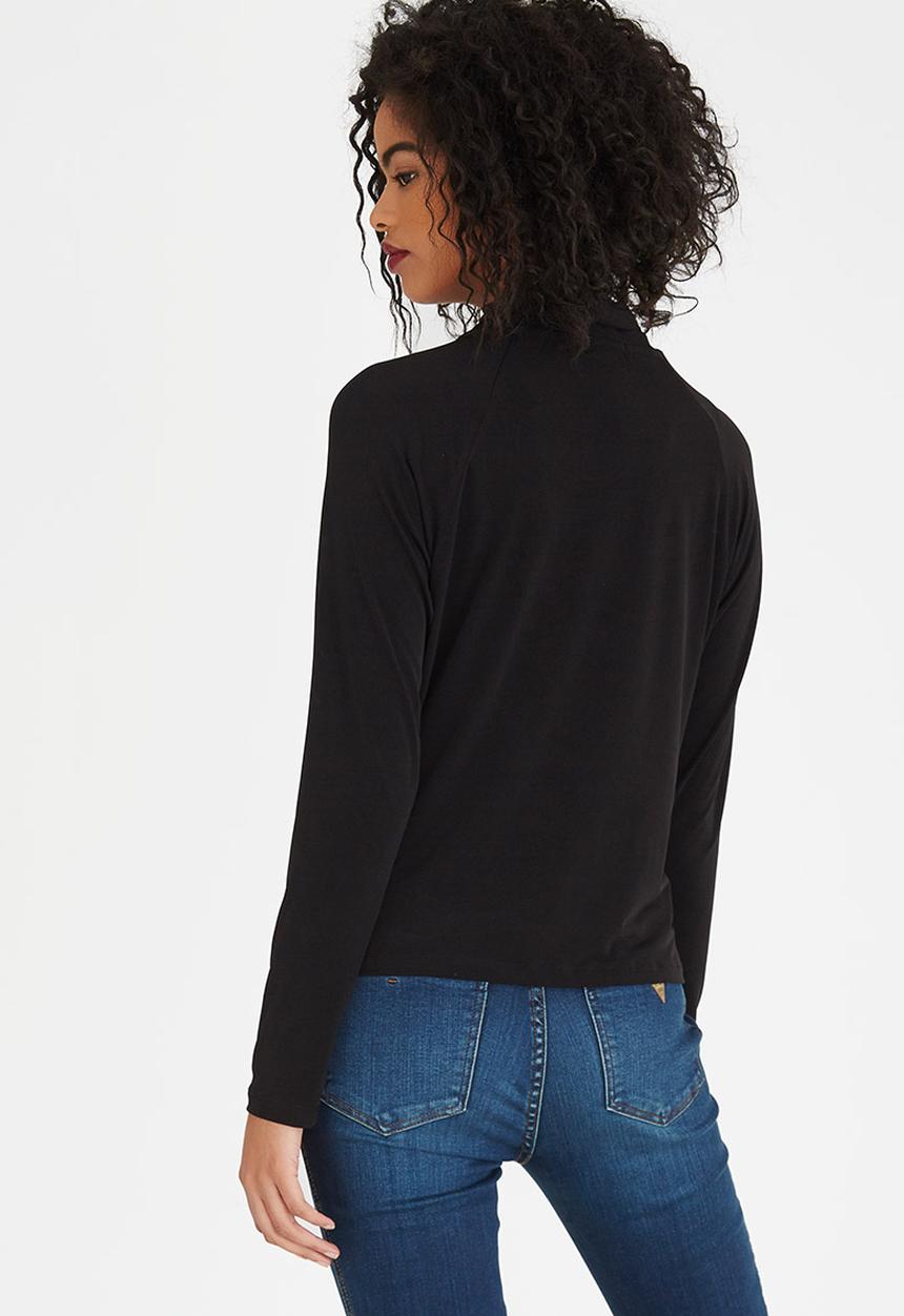 edit - Wrap-over Cowl Top Black
