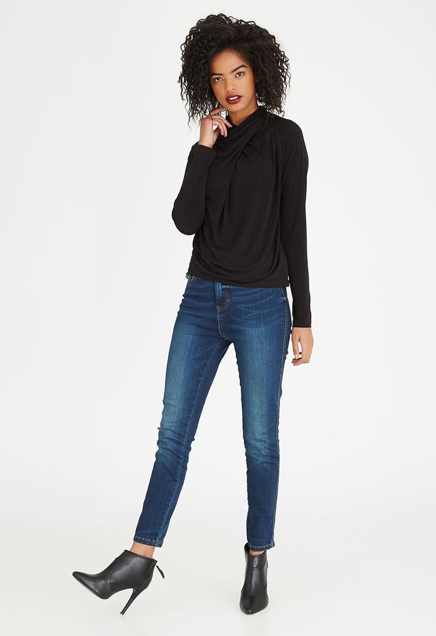 edit - Wrap-over Cowl Top Black