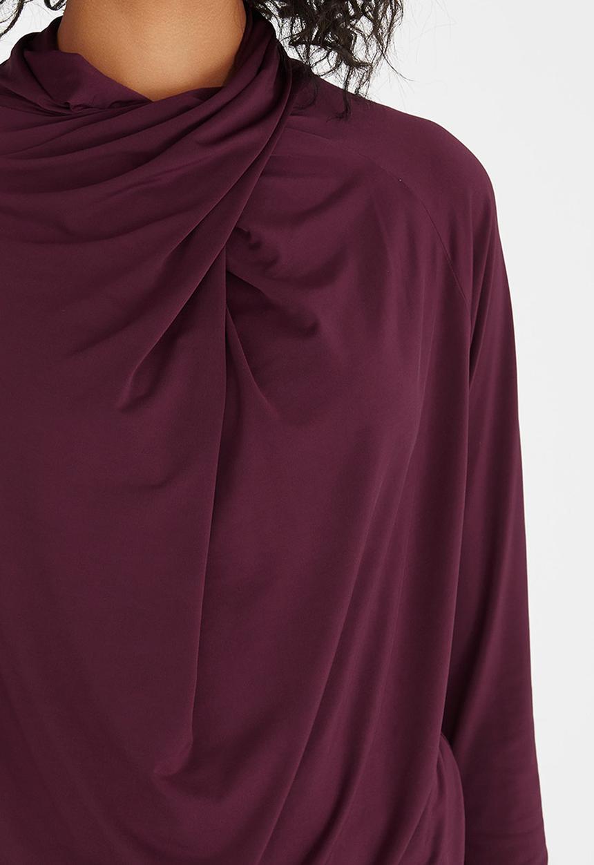 edit - Wrap-over Cowl Top Dark Purple