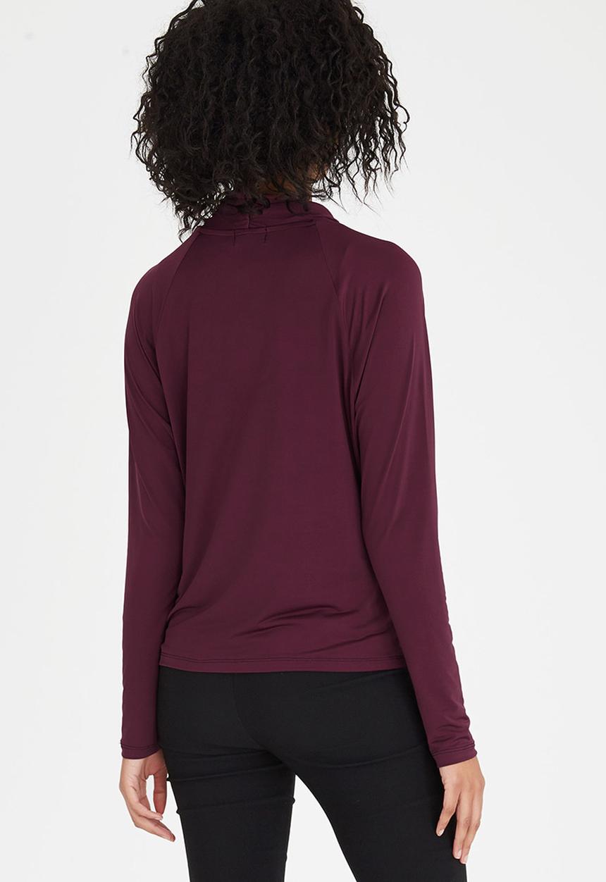 edit - Wrap-over Cowl Top Dark Purple