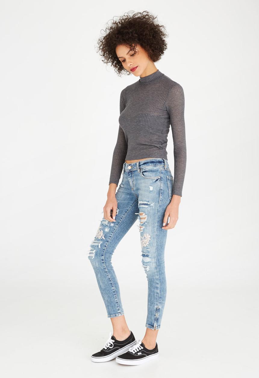c(inch) - Turtle Neck Top Grey