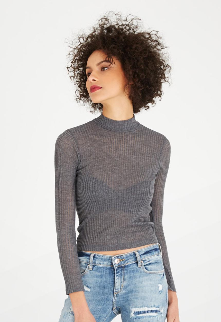 c(inch) - Turtle Neck Top Grey