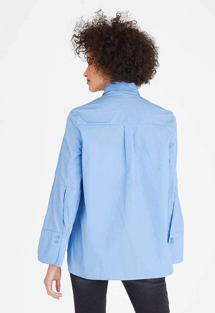 STYLE REPUBLIC - Oversized Sleeve Shirt Pale Blue