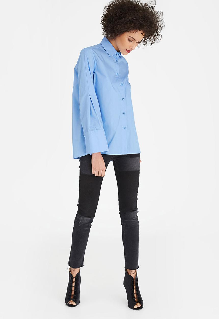 STYLE REPUBLIC - Oversized Sleeve Shirt Pale Blue
