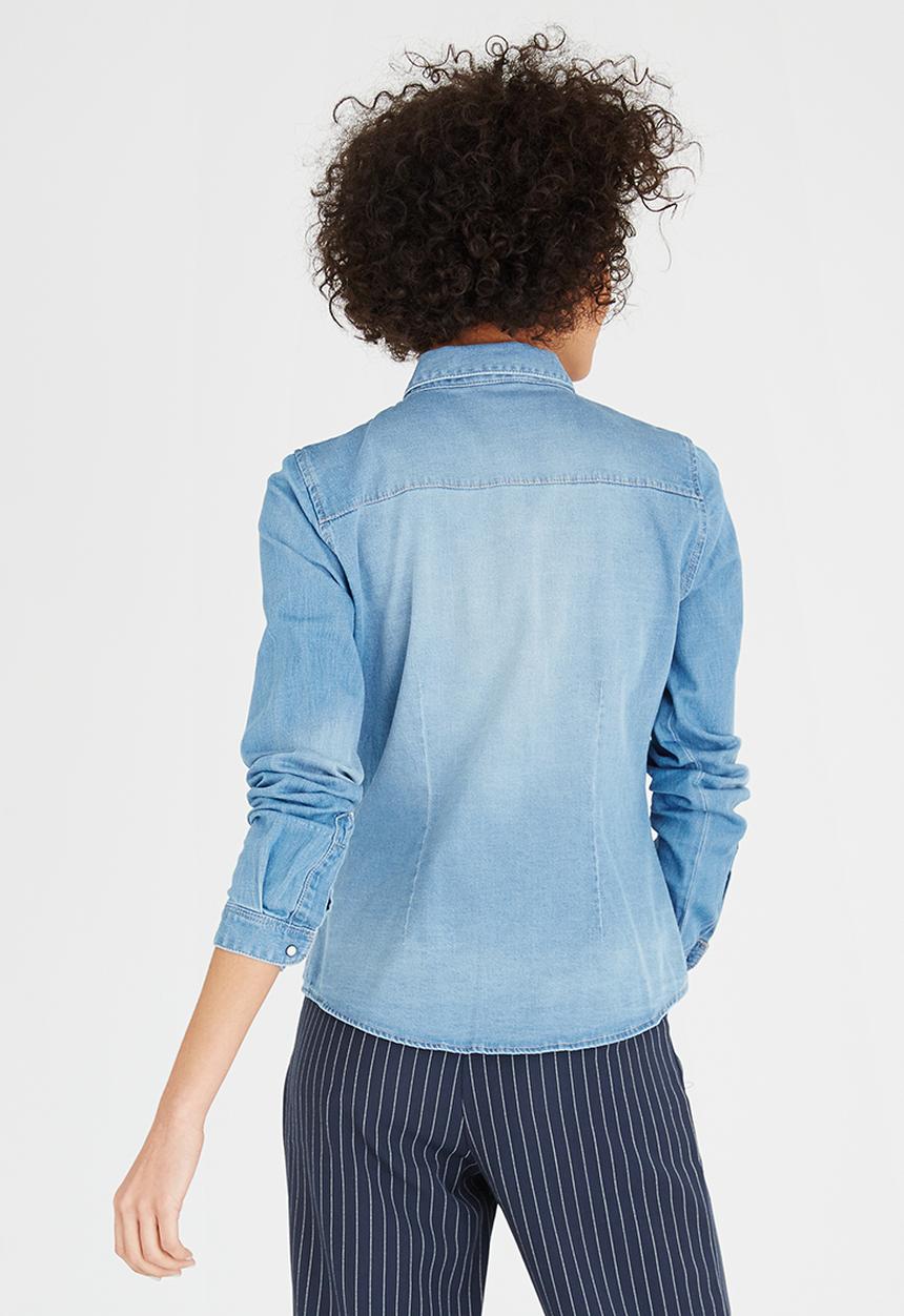 ONLY - Rock It Stretch Denim Shirt Pale Blue