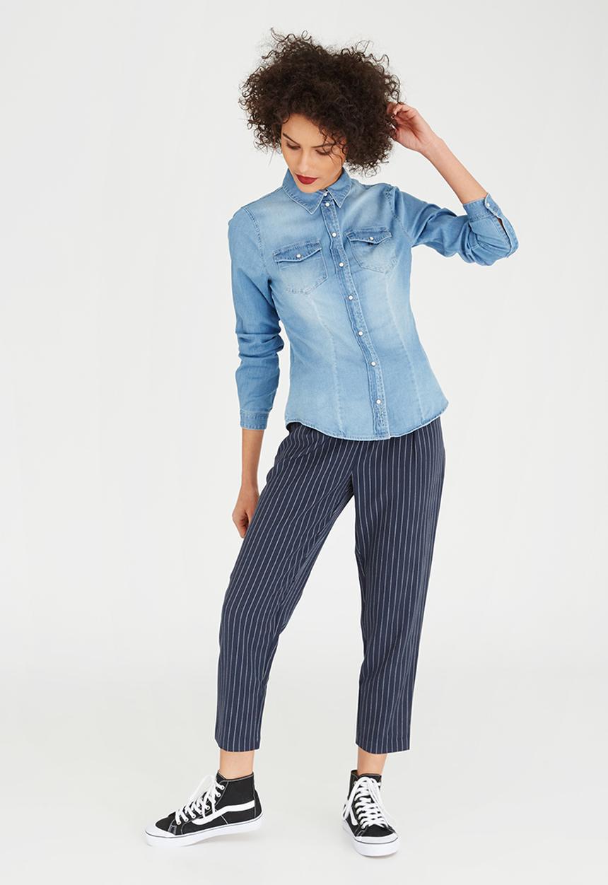ONLY - Rock It Stretch Denim Shirt Pale Blue