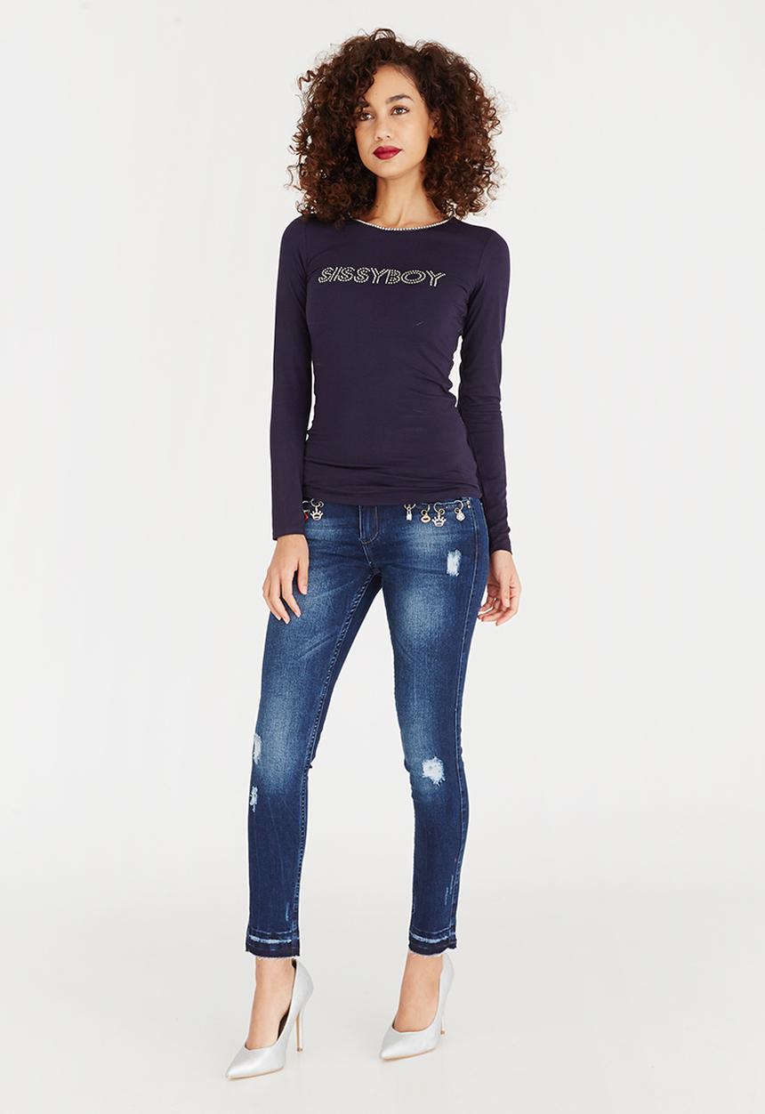 SISSY BOY - Erica Tee with Neck Trim Navy