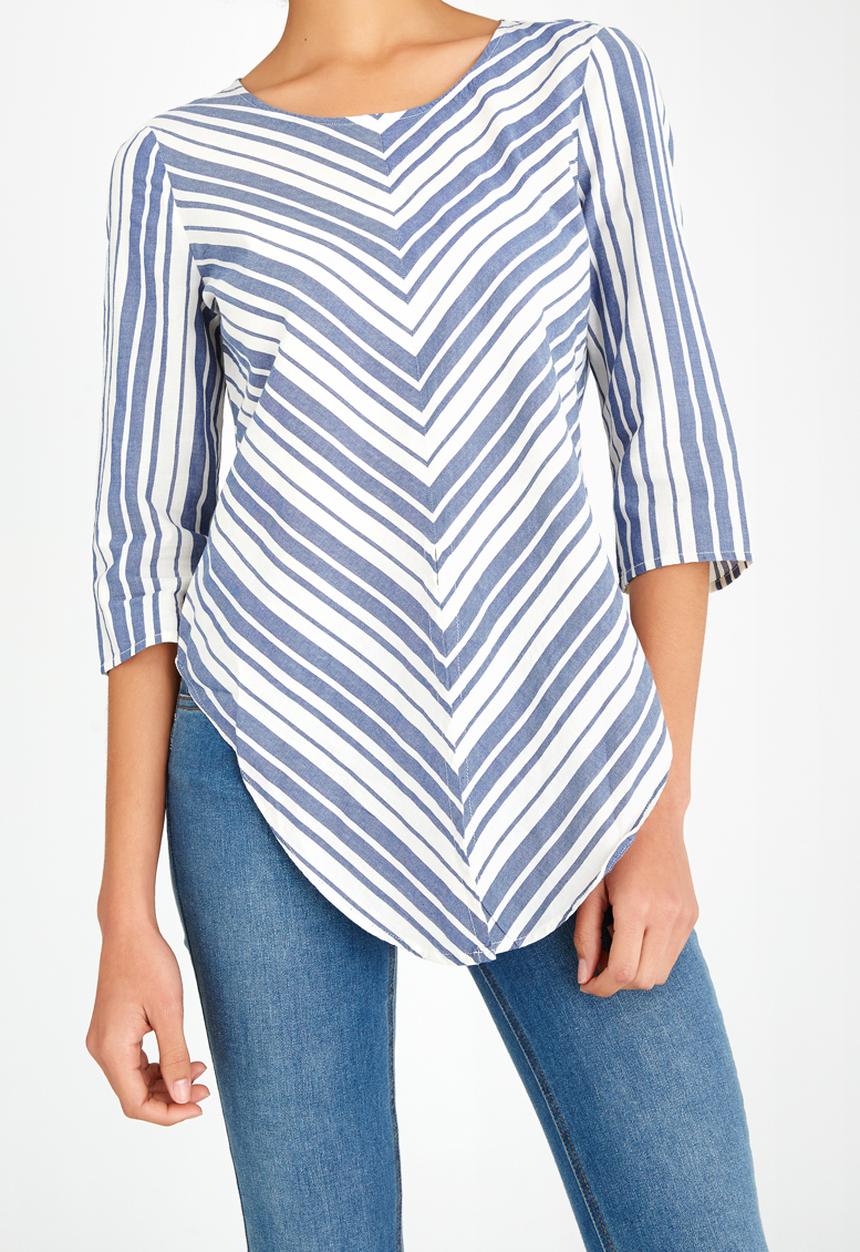 ONLY - Terix Front Tie Top Blue and Cream