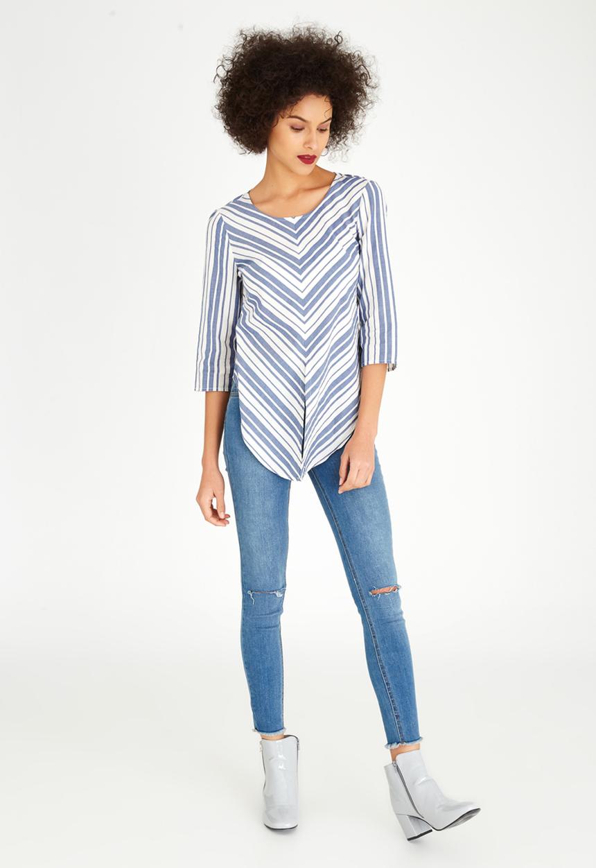 ONLY - Terix Front Tie Top Blue and Cream