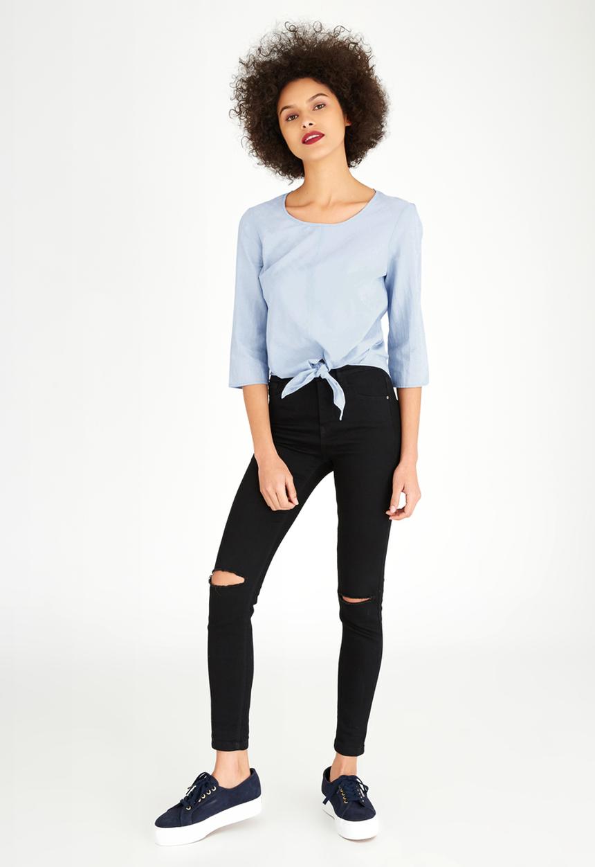 ONLY - Terix Front Tie Top Pale Blue