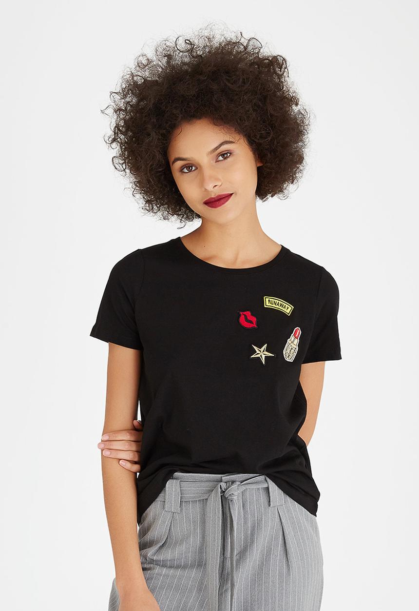 Vero Moda - Army Badge Short Sleeve T-shirt Black