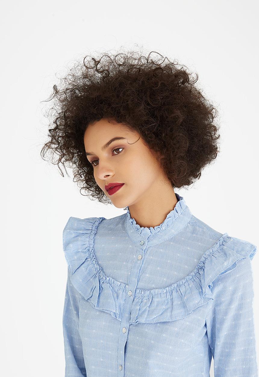 Vero Moda - Daimi Ruffle Shirt Pale Blue