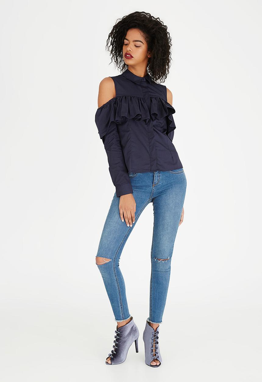 Vero Moda - Marrit Cold Shoulder Shirt Navy