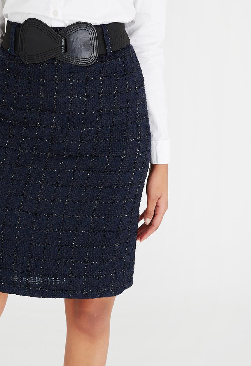 edit - Tweed Metallic Skirt Navy