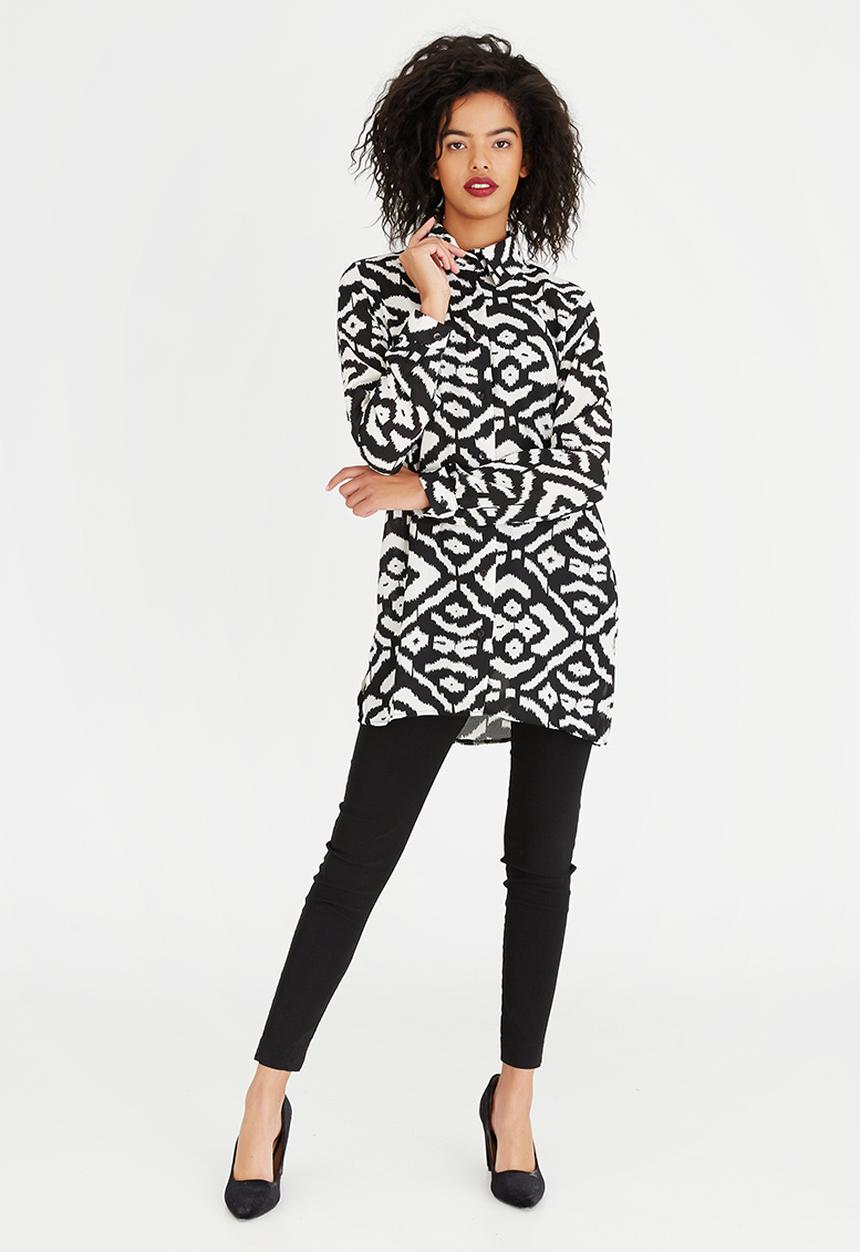 edit - Longer Length Shirt Black and White