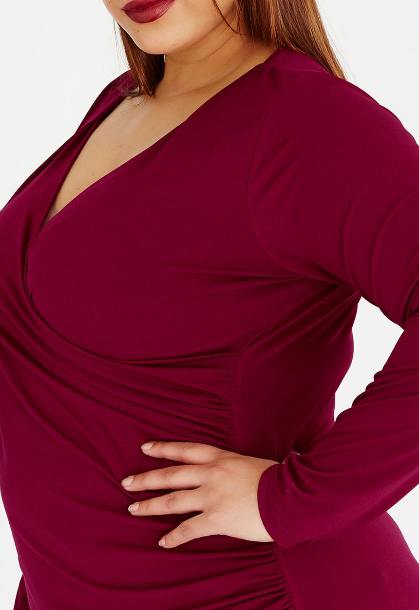 edit Plus - Cross Over Gauged Top Burgundy