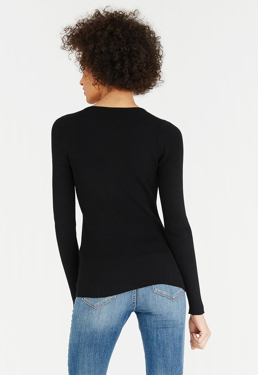 ONLY - Josephina Lace Up Top Black