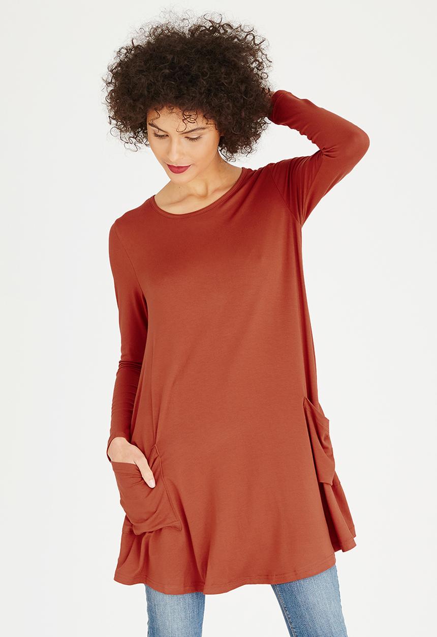 edit - Swing Tunic with Side Pockets Rust
